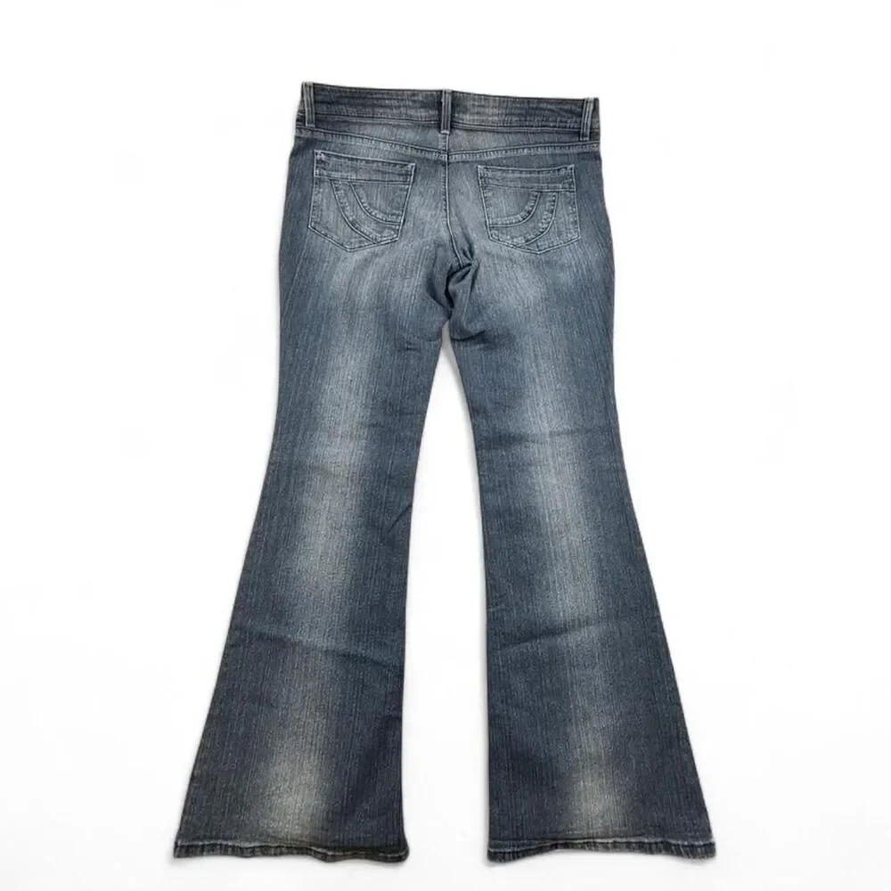 LEI Y2K Low Rise Flare Jeans Size 13 Tie Front Vintage 2000s Denim